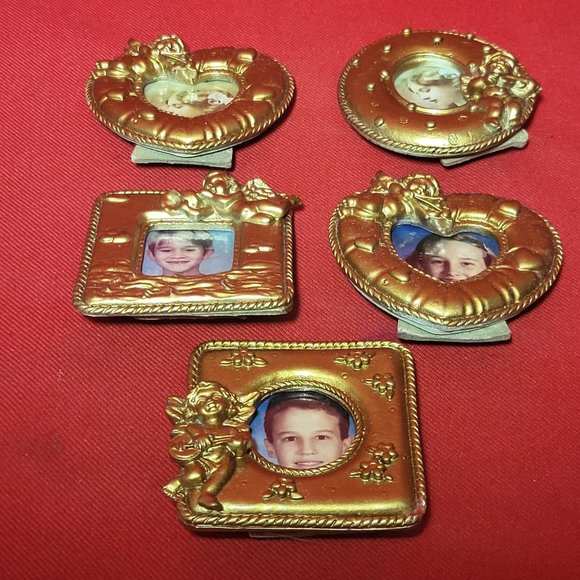 VTG Mini Golden Angel Cherub Picture Photo Frame Magnet Polyresin - Picture 4 of 11